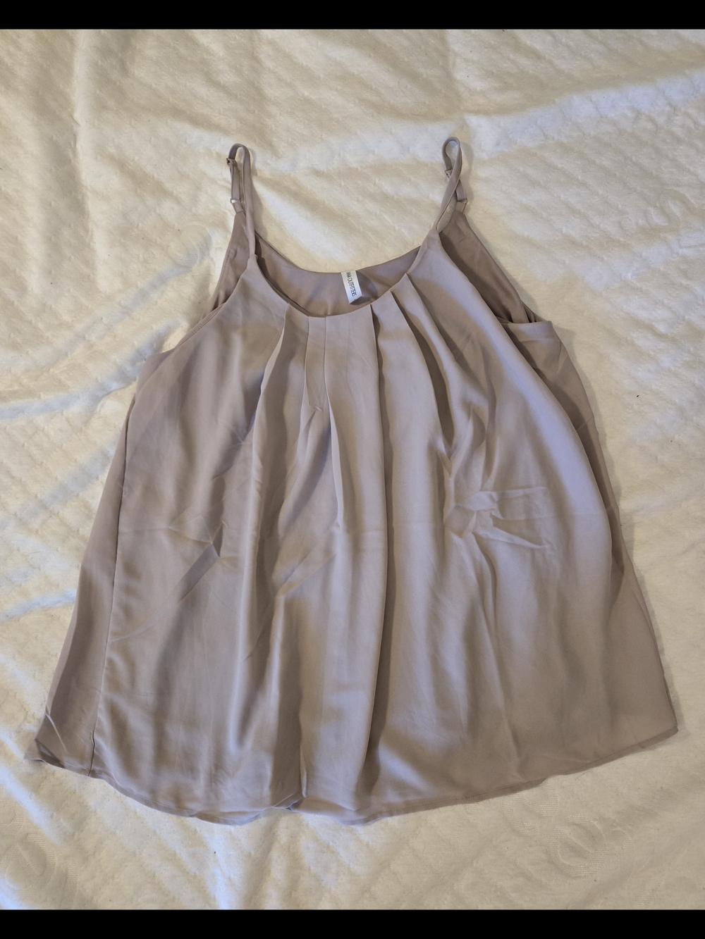 Zenana Outfitters Taupe Pleated Spaghetti Strap Cami